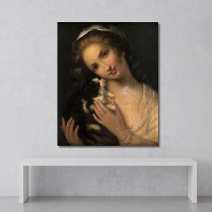 Young Girl With A Cat Jean-Baptiste Greuze jbg30 canvas print