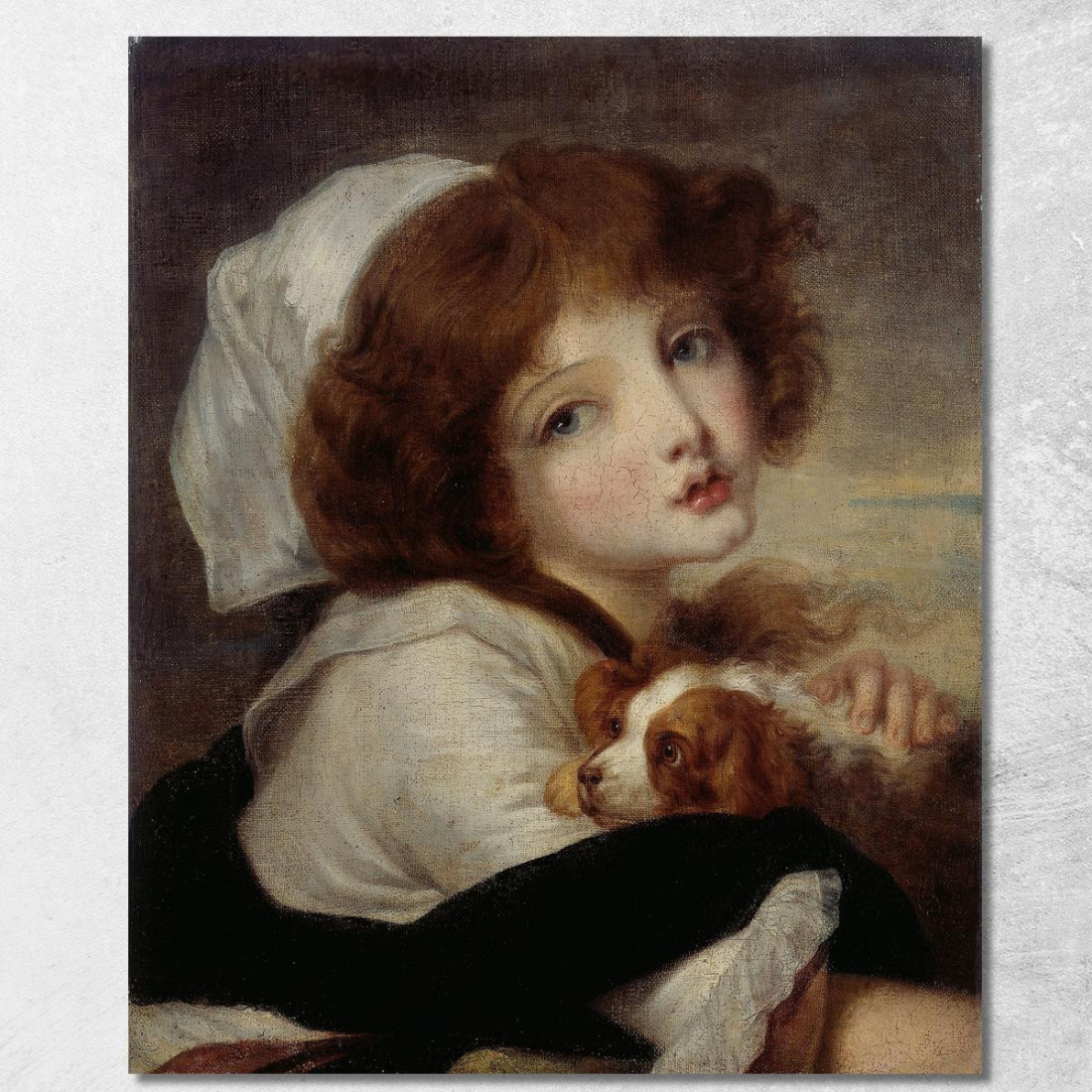 Portrait Of A Little Girl With A Small Dog Jean-Baptiste Greuze jbg40 canvas print