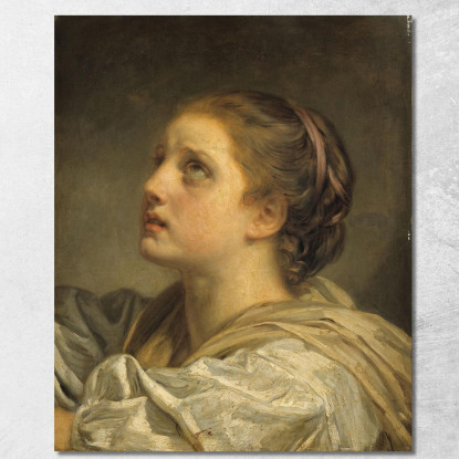 Head Of A Young Woman (Tête De Jeune Femme) Jean-Baptiste Greuze jbg74 canvas print