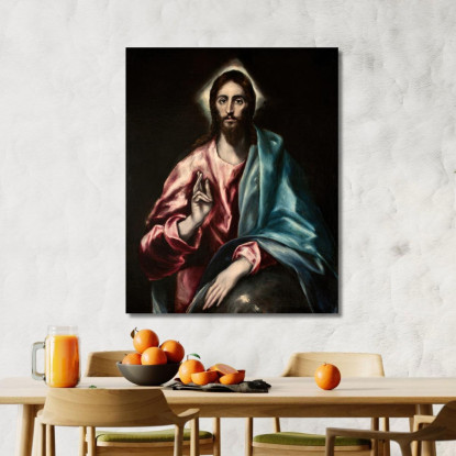 Cristo Salvatore El Greco (Domenikos Theotokopoulos) egr10 quadro stampato su tela