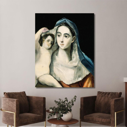 Madonna E Bambino El Greco (Domenikos Theotokopoulos) egr23 quadro stampato su tela