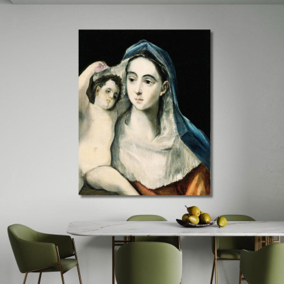 Madonna E Bambino El Greco (Domenikos Theotokopoulos) egr23 quadro stampato su tela