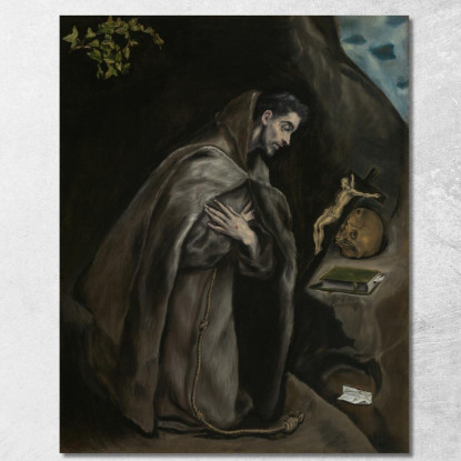 San Francesco In Preghiera In Meditazione El Greco (Domenikos Theotokopoulos) egr33 quadro stampato su tela