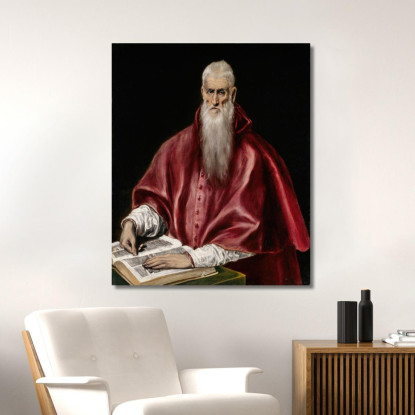 San Girolamo Come Studioso El Greco (Domenikos Theotokopoulos) egr37 quadro stampato su tela