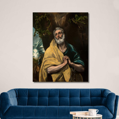 San Pietro In Lacrime El Greco (Domenikos Theotokopoulos) egr43 quadro stampato su tela