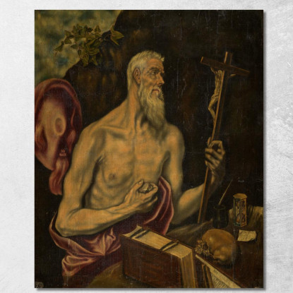 San Girolamo In Penitenza El Greco (Domenikos Theotokopoulos) egr44 quadro stampato su tela