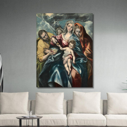 La Sacra Famiglia Con Maria Maddalena El Greco (Domenikos Theotokopoulos) egr60 quadro stampato su tela