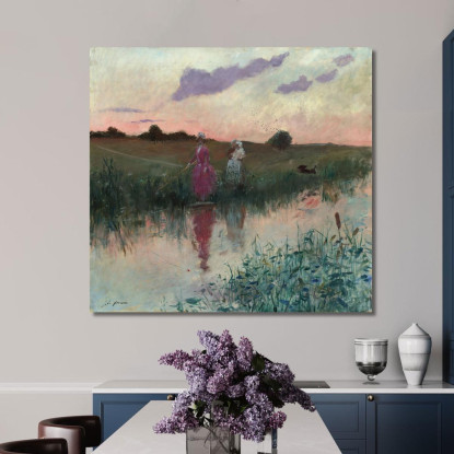 La Moglie Dell'Artista Che Pesca Jean-Louis Forain jfr48 quadro stampato su tela
