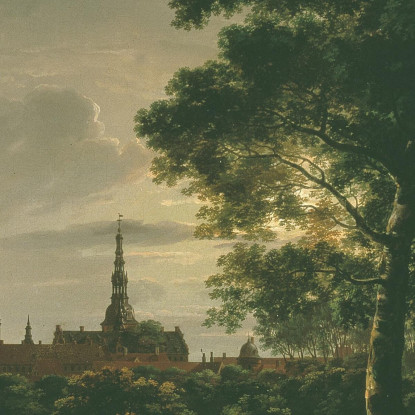 Castello Di Frederiksborg Al Chiaro Di Luna Johan Christian Dahl jcd21 quadro stampato su tela