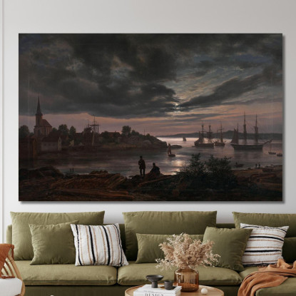 Larvik Al Chiaro Di Luna Johan Christian Dahl jcd34 quadro stampato su tela