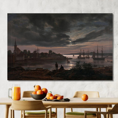 Larvik Al Chiaro Di Luna Johan Christian Dahl jcd34 quadro stampato su tela