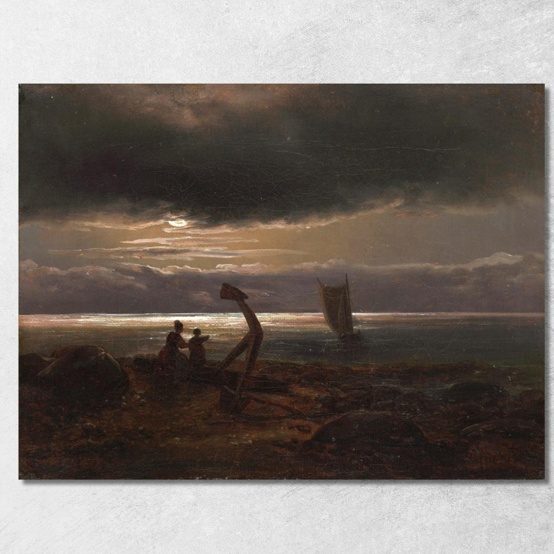 Madre E Bambino Sul Mare Johan Christian Dahl jcd36 quadro stampato su tela Madre E Bambino Sul Mare Johan Christian Dahl jcd36 quadro stampato su tela