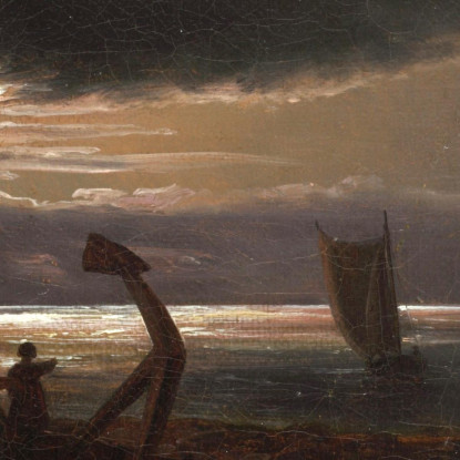Madre E Bambino Sul Mare Johan Christian Dahl jcd36 quadro stampato su tela