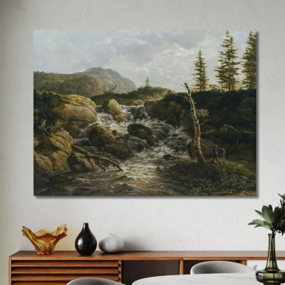 Paesaggio Montuoso Con Cascata Norvegia Johan Christian Dahl jcd37 quadro stampato su tela