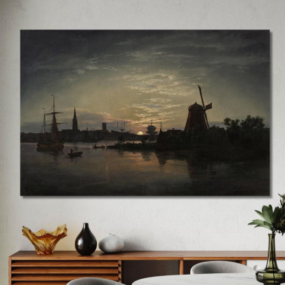 Swinoujscie Al Chiaro Di Luna Johan Christian Dahl jcd54 quadro stampato su tela