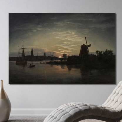 Swinoujscie Al Chiaro Di Luna Johan Christian Dahl jcd54 quadro stampato su tela