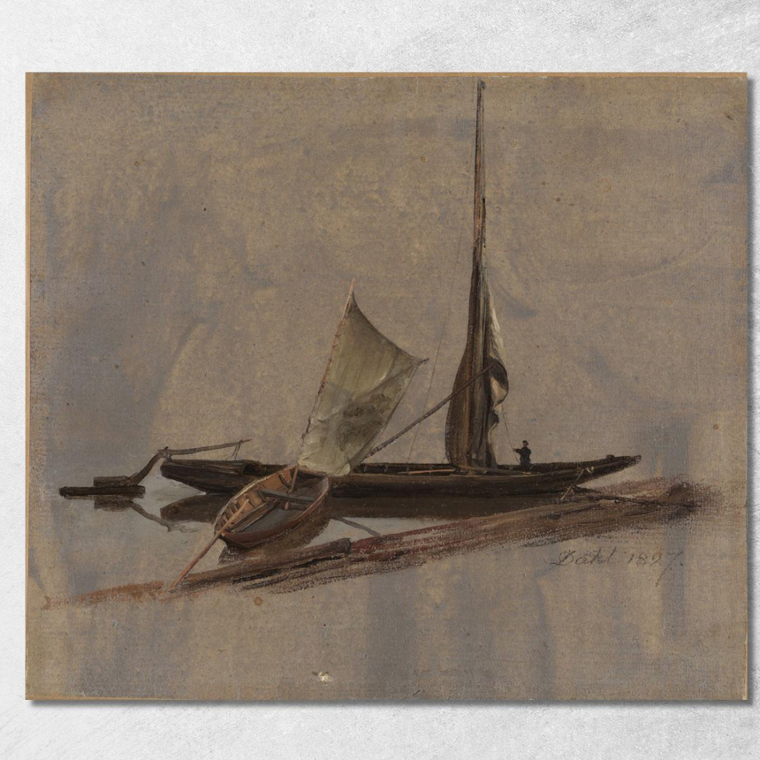 Due Barche A Vela Sull'Elba Johan Christian Dahl jcd74 quadro stampato su tela Due Barche A Vela Sull'Elba Johan Christian Dahl jcd74 quadro stampato su tela