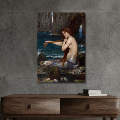 Una Sirena John William Waterhouse jww1 quadro stampato su tela