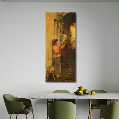 Una Filatrice Napoletana John William Waterhouse jww2 quadro stampato su tela