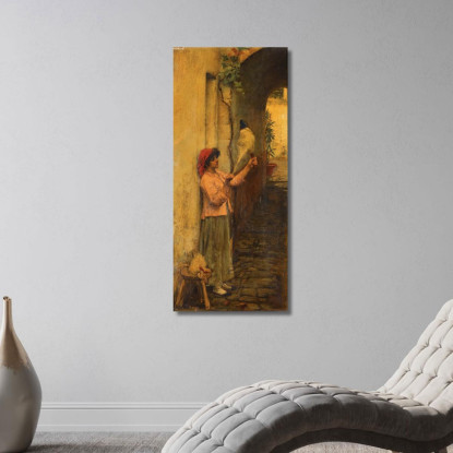 Una Filatrice Napoletana John William Waterhouse jww2 quadro stampato su tela