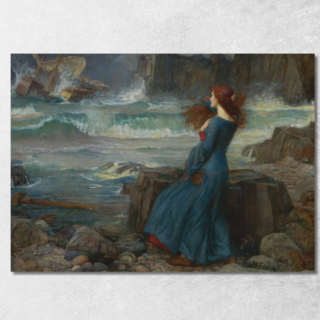 Miranda-La Tempesta John William Waterhouse jww24 quadro stampato su tela