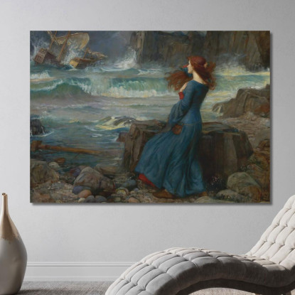 Miranda-La Tempesta John William Waterhouse jww24 quadro stampato su tela