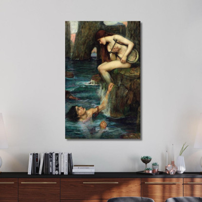 La Sirena John William Waterhouse jww37 quadro stampato su tela