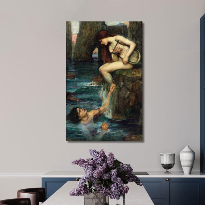La Sirena John William Waterhouse jww37 quadro stampato su tela