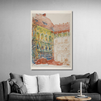 Cortile Del Castello Leon Wyczółkowski lwy6 quadro stampato su tela