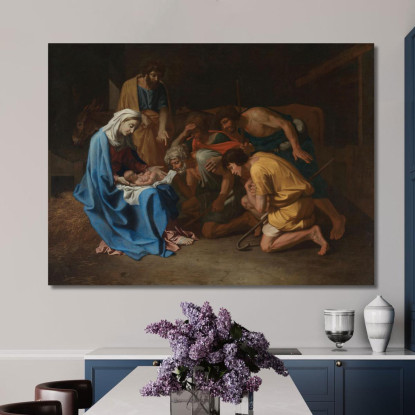 L'Adorazione Dei Pastori Nicolas Poussin nps3 quadro stampato su tela