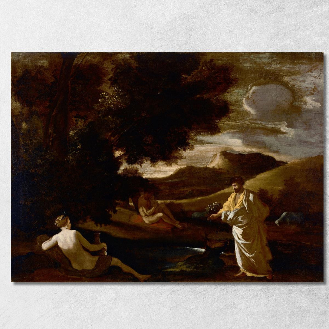 Re Mida Trasforma Un Ramo Di Quercia In Oro Nicolas Poussin nps10 quadro stampato su tela Re Mida Trasforma Un Ramo Di Quercia In Oro Nicolas Poussin nps10 quadro stampato su tela