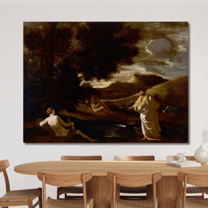 Re Mida Trasforma Un Ramo Di Quercia In Oro Nicolas Poussin nps10 quadro stampato su tela