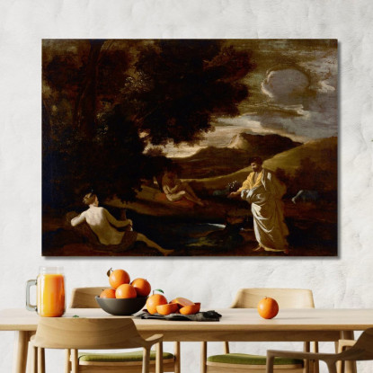 Re Mida Trasforma Un Ramo Di Quercia In Oro Nicolas Poussin nps10 quadro stampato su tela