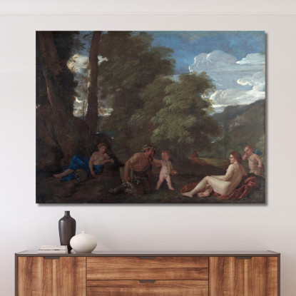 Ninfe E Un Satiro - Amor Vincit Omnia Nicolas Poussin nps20 quadro stampato su tela