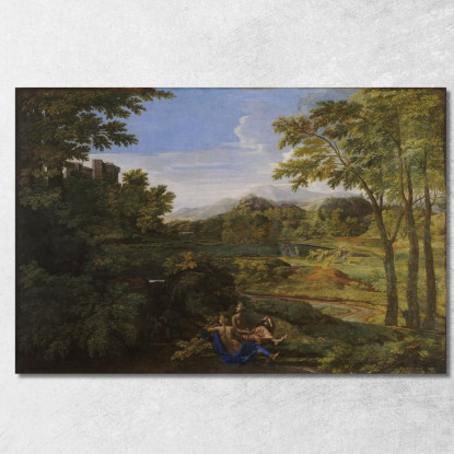 Paesaggio Con Due Ninfe E Un Serpente Nicolas Poussin nps22 quadro stampato su tela