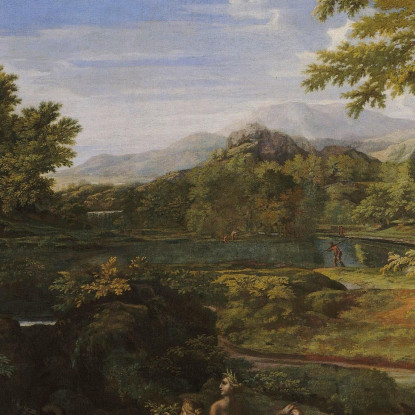 Paesaggio Con Due Ninfe E Un Serpente Nicolas Poussin nps22 quadro stampato su tela