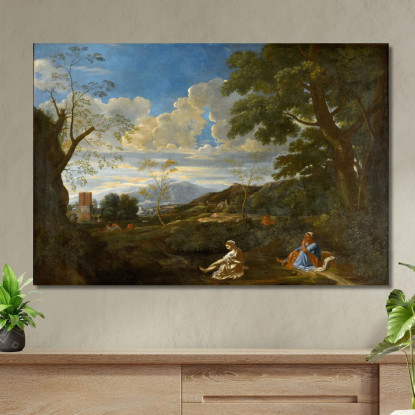 Paesaggio Con La Donna Che Si Lava I Piedi Nicolas Poussin nps23 quadro stampato su tela