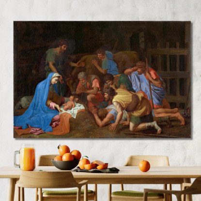 L'Adorazione Dei Pastori Nicolas Poussin nps28 quadro stampato su tela