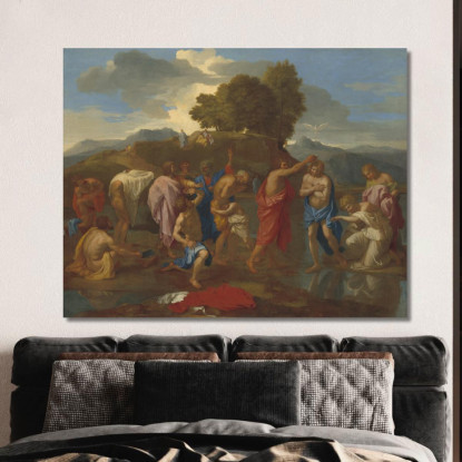 Il Battesimo Di Cristo Nicolas Poussin nps30 quadro stampato su tela