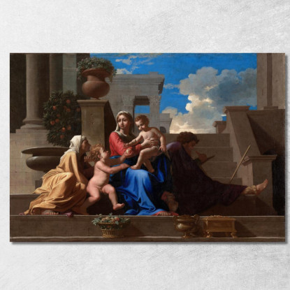 La Sacra Famiglia Sui Gradini Nicolas Poussin nps40 quadro stampato su tela