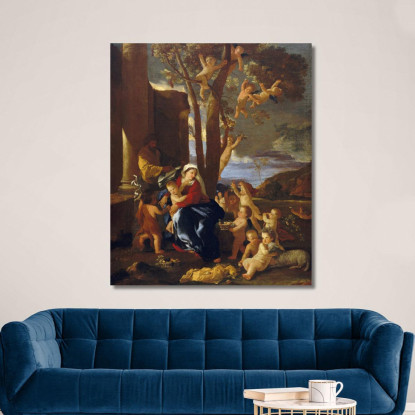 La Sacra Famiglia Con San Giovanni Battista Nicolas Poussin nps41 quadro stampato su tela