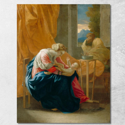 La Sacra Famiglia Nicolas Poussin nps42 quadro stampato su tela