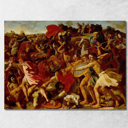 La Vittoria Di Giosuè Sugli Amalechiti Nicolas Poussin nps47 quadro stampato su tela