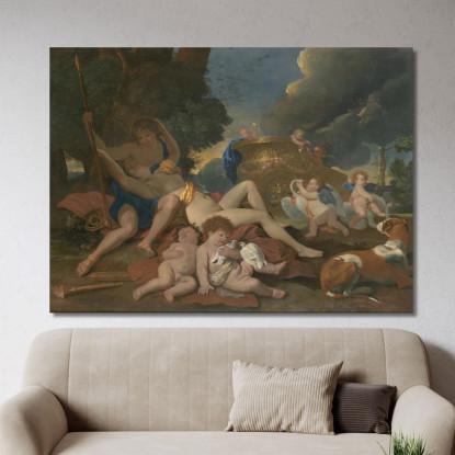 Venere E Adone Nicolas Poussin nps48 quadro stampato su tela