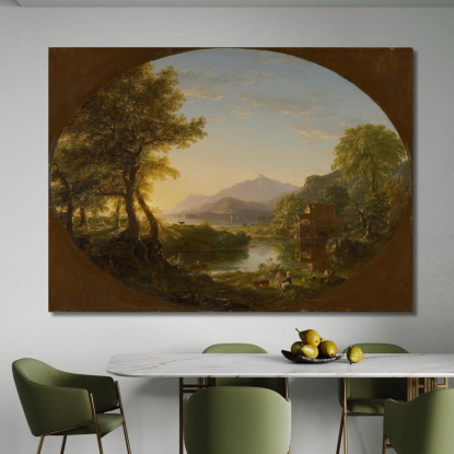 Il Mulino: Tramonto Thomas Cole tcl39 quadro stampato su tela