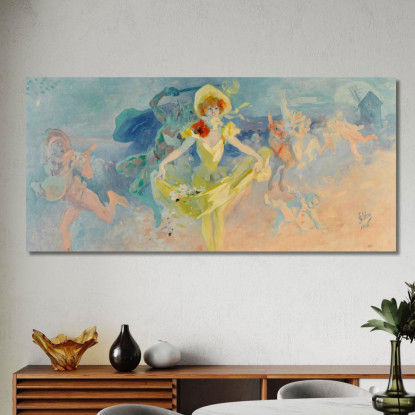 Pierrot E Colombina Jules Chéret jch93 quadro stampato su tela
