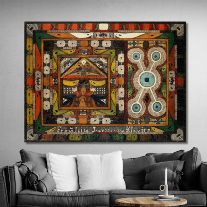 Fräulein Iness Al Pianoforte Adolf Wölfli awl18 quadro stampato su tela