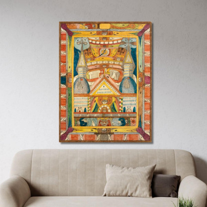 Leantika - Gigante - Grand - Hotel Nel Lago Lion India Adolf Wölfli awl25 quadro stampato su tela