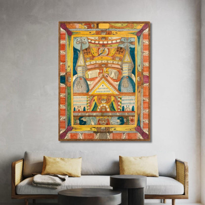 Leantika - Gigante - Grand - Hotel Nel Lago Lion India Adolf Wölfli awl25 quadro stampato su tela