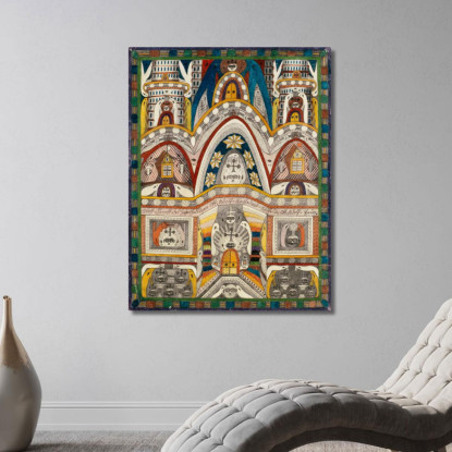 Facciata Ovest Della Decima Santa Cattedrale Di Skt. Adolf Nella Dimora Di Skt. Adolf Adolf Wölfli awl48 quadro stampato su tel
